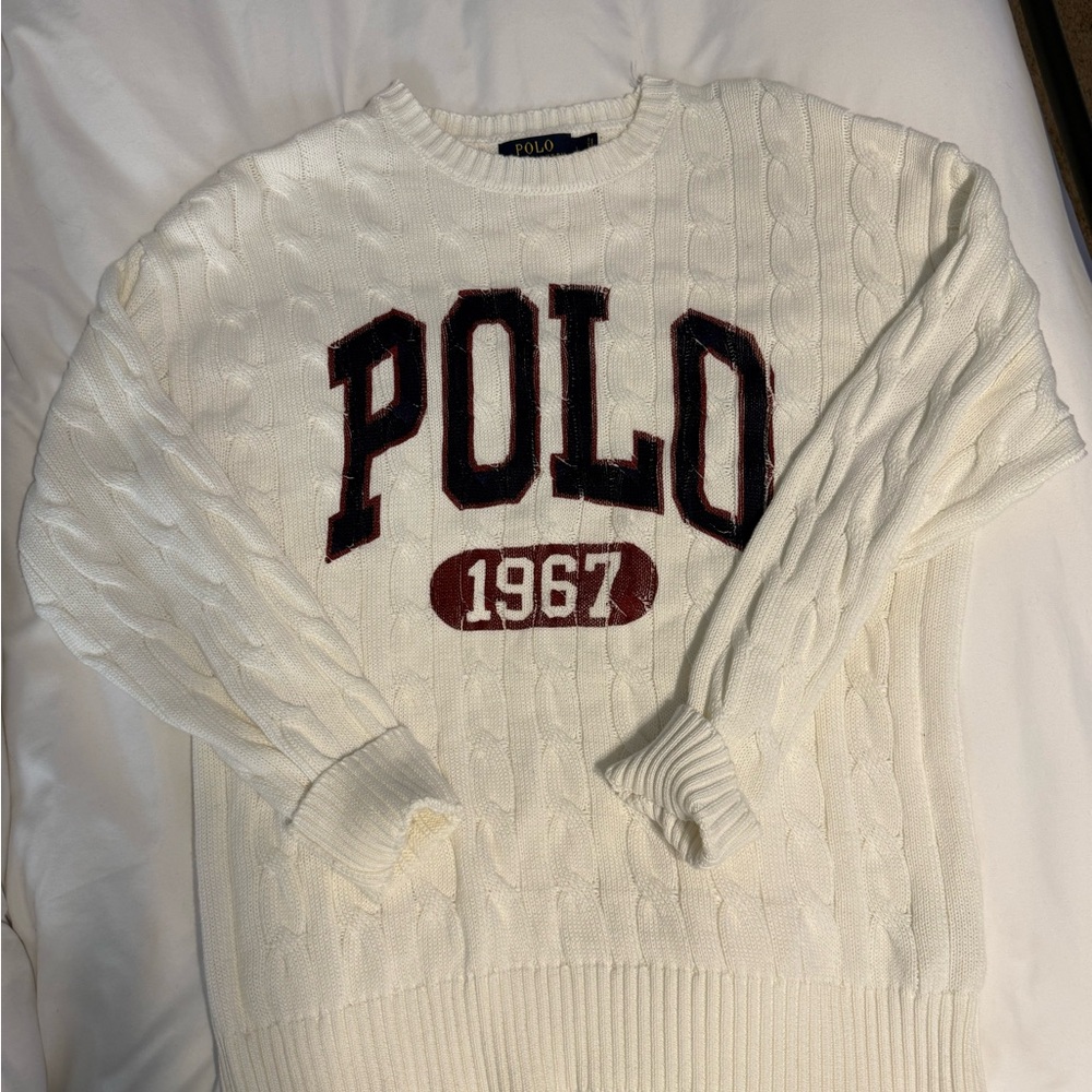 Polo Ralph Lauren white Cable Knit Sweater